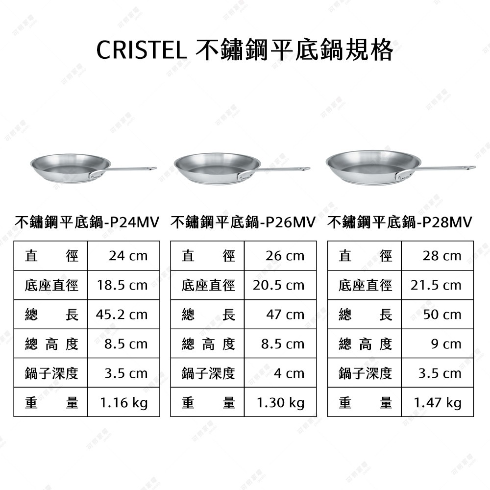 Cristel不鏽鋼鍋好用嗎?5個真實使用心得與不鏽鋼鍋不沾技巧 2 Cristel不鏽鋼平底鍋規格-尺寸跟重量